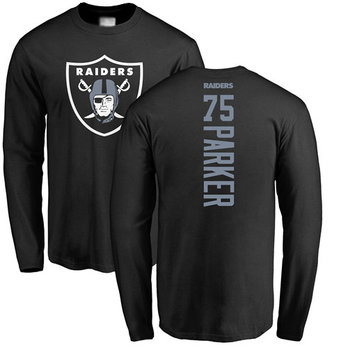 Men Oakland Raiders Black Brandon Parker Backer NFL Football #75 Long Sleeve T Shirt->oakland raiders->NFL Jersey